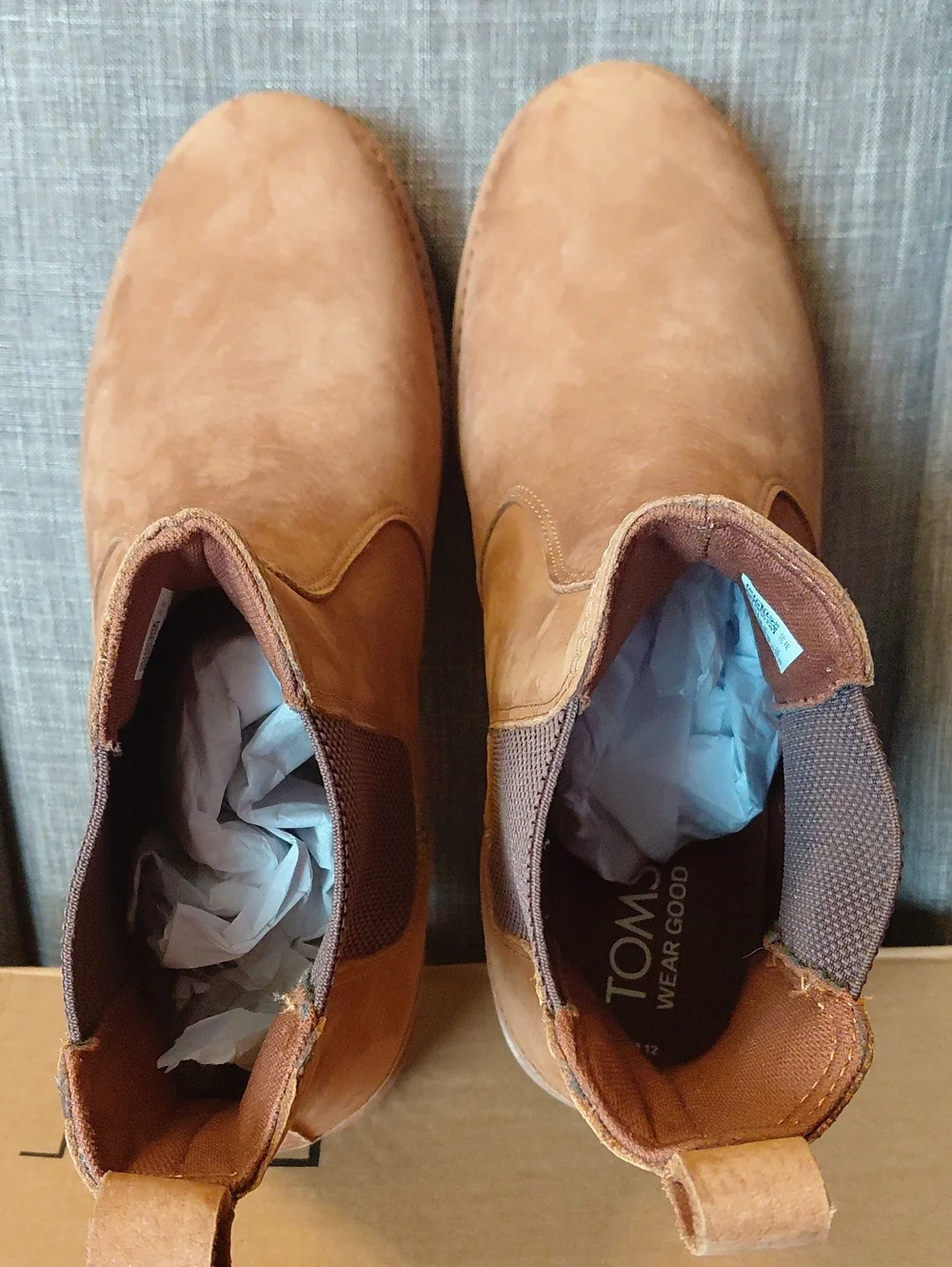 Toms Griffin Men's Brown Leather Chelsea Boots Size 12